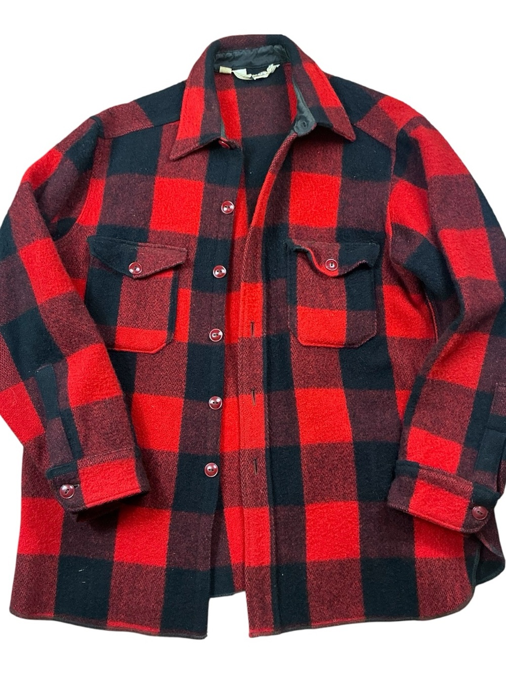 Vintage Woolrich Buffalo plaid wool button front flannel/jacket Size XL